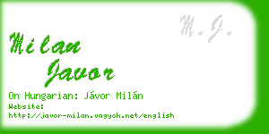 milan javor business card